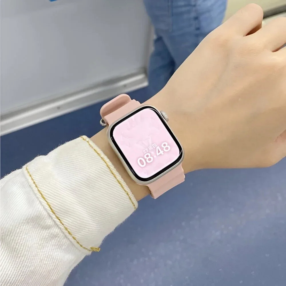 Apple Watch Band Silicone Waterproof Sport Ocean Strap for Apple Watch - Pink